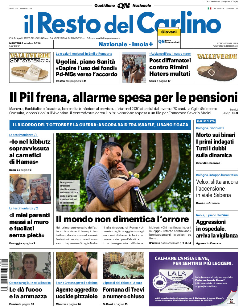 Prima-pagina-il resto del carlino-edizione-di-oggi-20241008